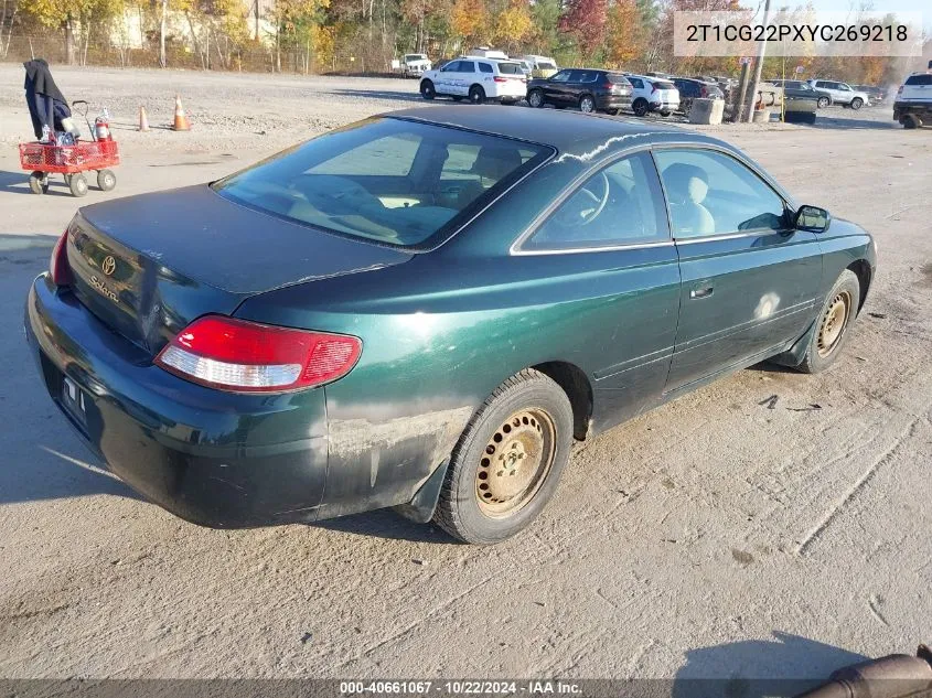 2000 Toyota Camry Solara Se VIN: 2T1CG22PXYC269218 Lot: 40661067