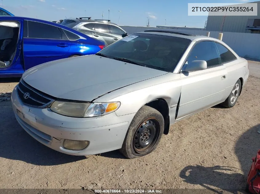 2000 Toyota Camry Solara Se VIN: 2T1CG22P9YC355264 Lot: 40678664