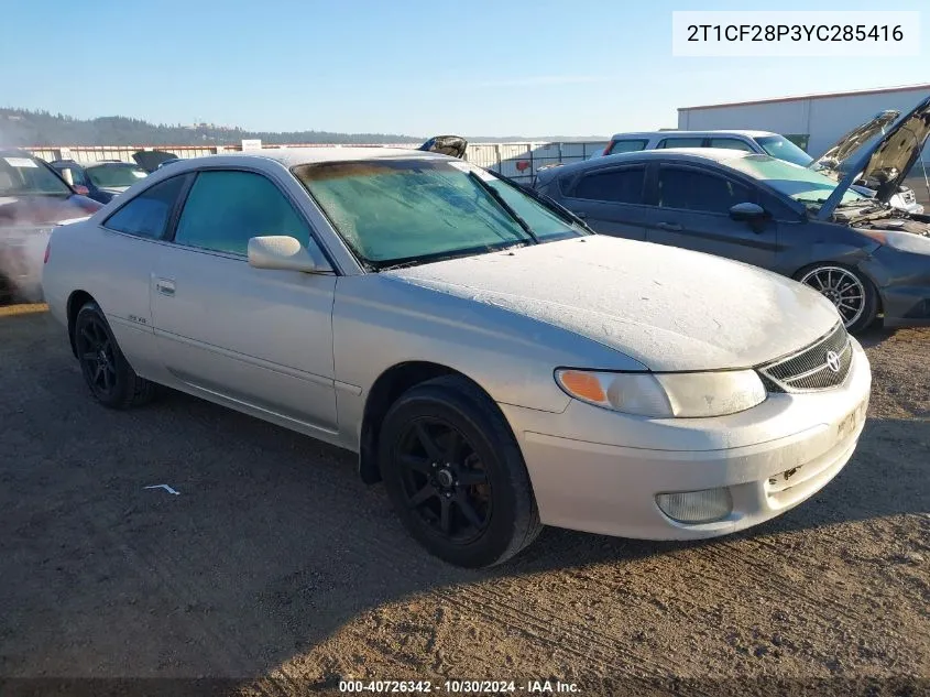 2000 Toyota Camry Solara Se V6 VIN: 2T1CF28P3YC285416 Lot: 40726342