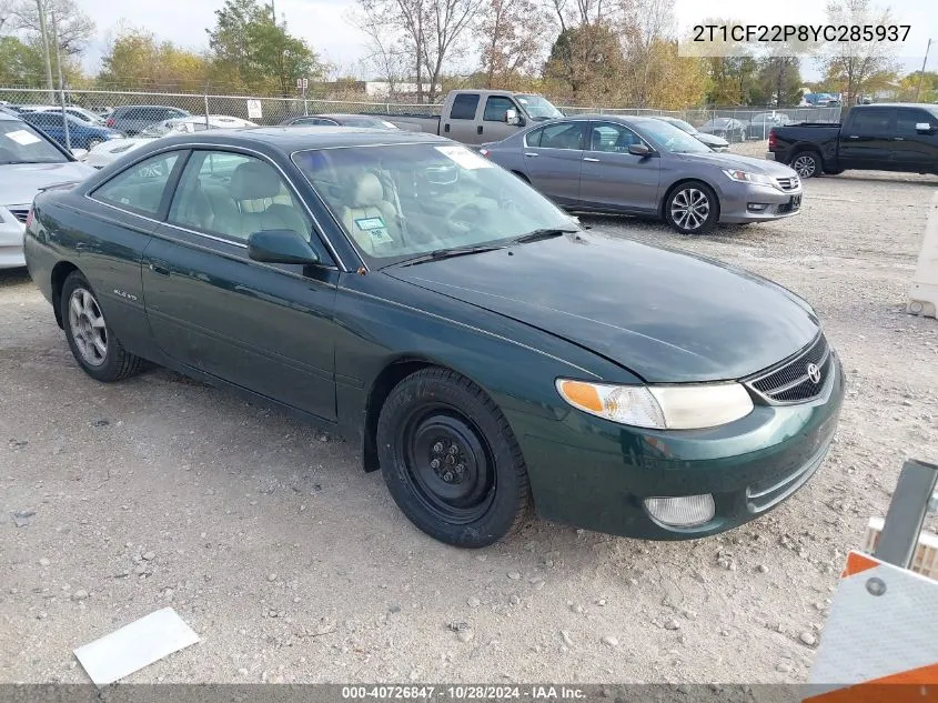 2000 Toyota Camry Solara Se/Sle VIN: 2T1CF22P8YC285937 Lot: 40726847