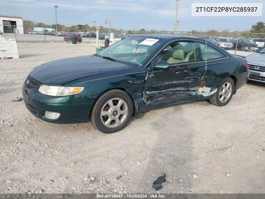 2000 Toyota Camry Solara Se/Sle VIN: 2T1CF22P8YC285937 Lot: 40726847