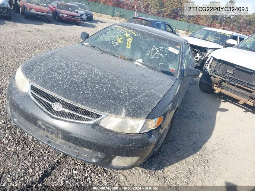 2000 Toyota Camry Solara Se VIN: 2T1CG22P0YC324095 Lot: 40746808