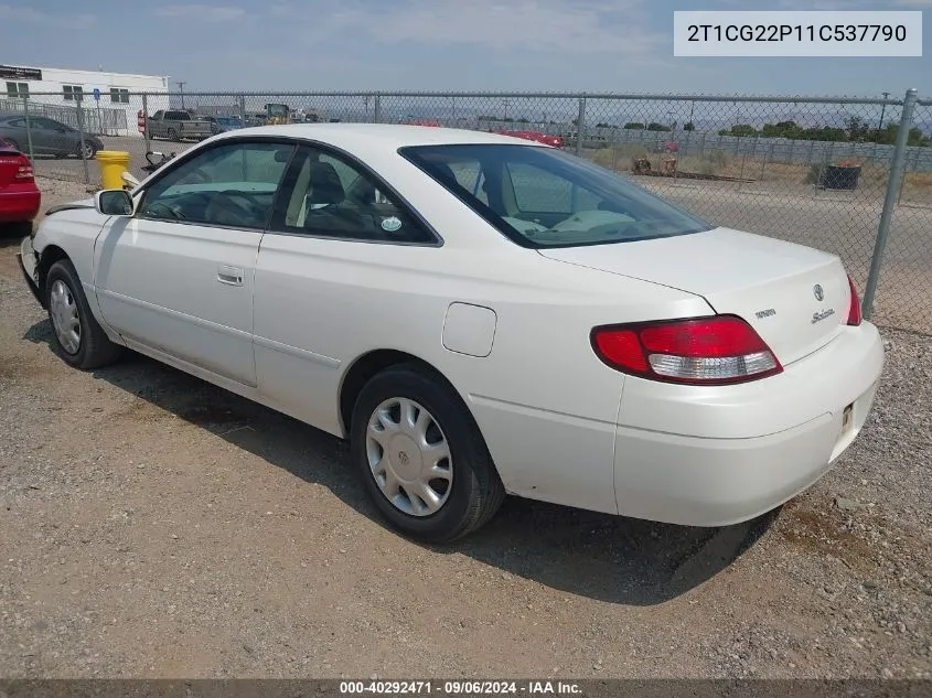 2001 Toyota Camry Solara Se VIN: 2T1CG22P11C537790 Lot: 40292471