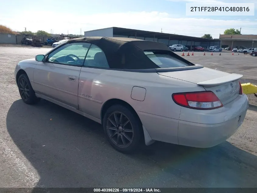 2001 Toyota Camry Solara Sle V6 VIN: 2T1FF28P41C480816 Lot: 40396226