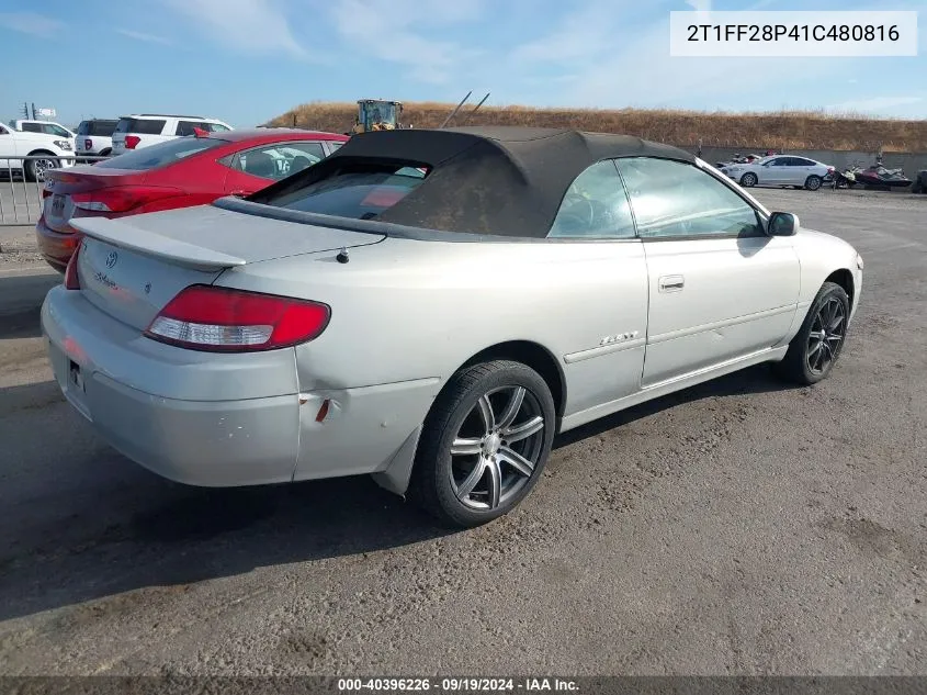 2001 Toyota Camry Solara Sle V6 VIN: 2T1FF28P41C480816 Lot: 40396226