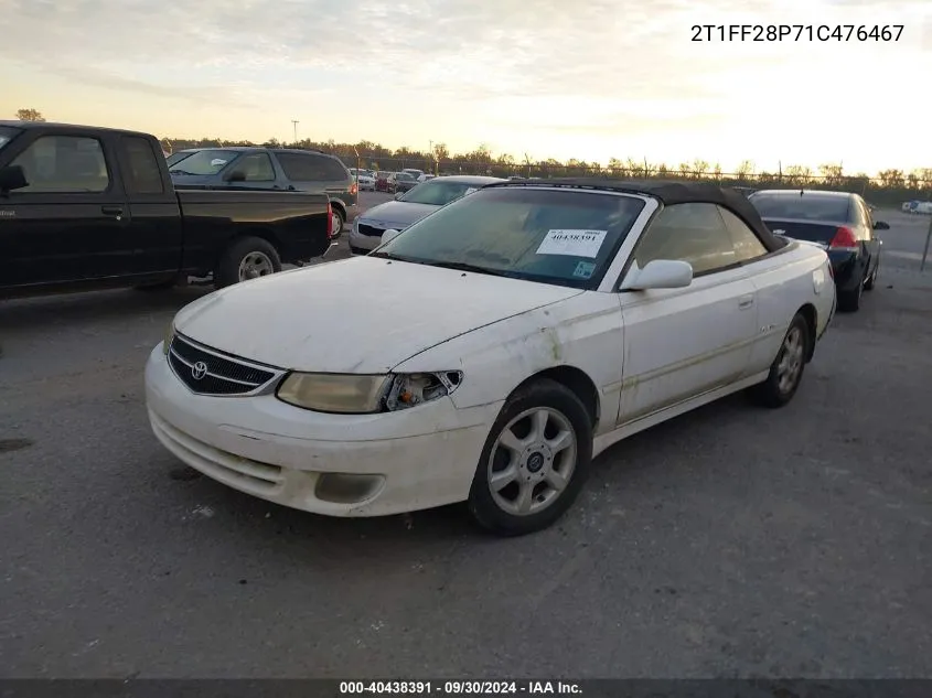 2001 Toyota Camry Solara Se/Sle VIN: 2T1FF28P71C476467 Lot: 40438391