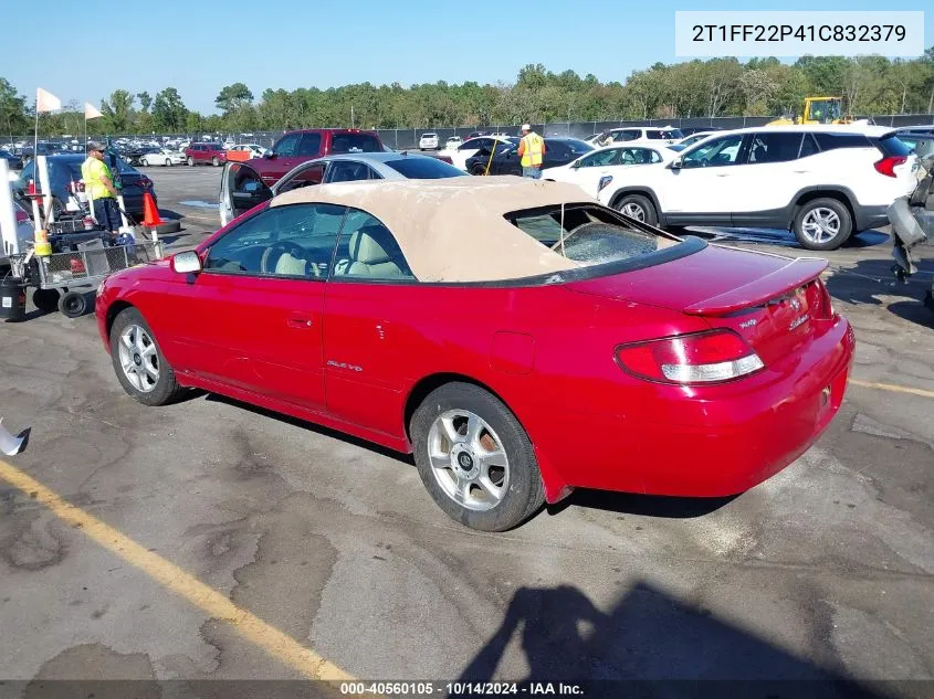 2001 Toyota Camry Solara Sle V6 VIN: 2T1FF22P41C832379 Lot: 40560105