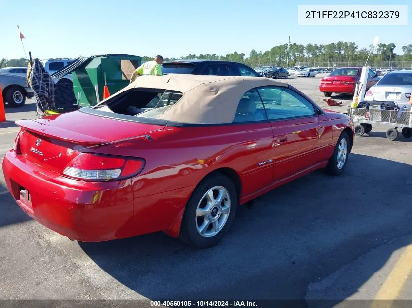 2001 Toyota Camry Solara Sle V6 VIN: 2T1FF22P41C832379 Lot: 40560105