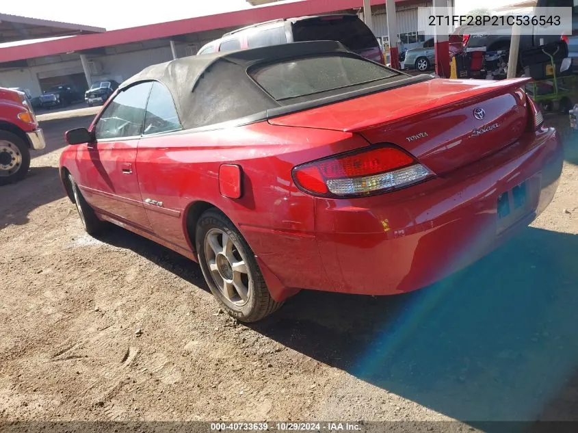 2001 Toyota Camry Solara Sle V6 VIN: 2T1FF28P21C536543 Lot: 40733639