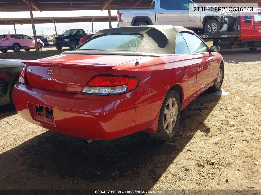 2001 Toyota Camry Solara Sle V6 VIN: 2T1FF28P21C536543 Lot: 40733639