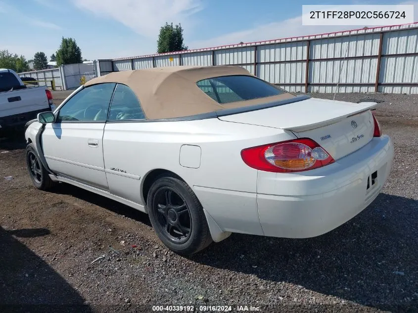 2T1FF28P02C566724 2002 Toyota Camry Solara Sle V6