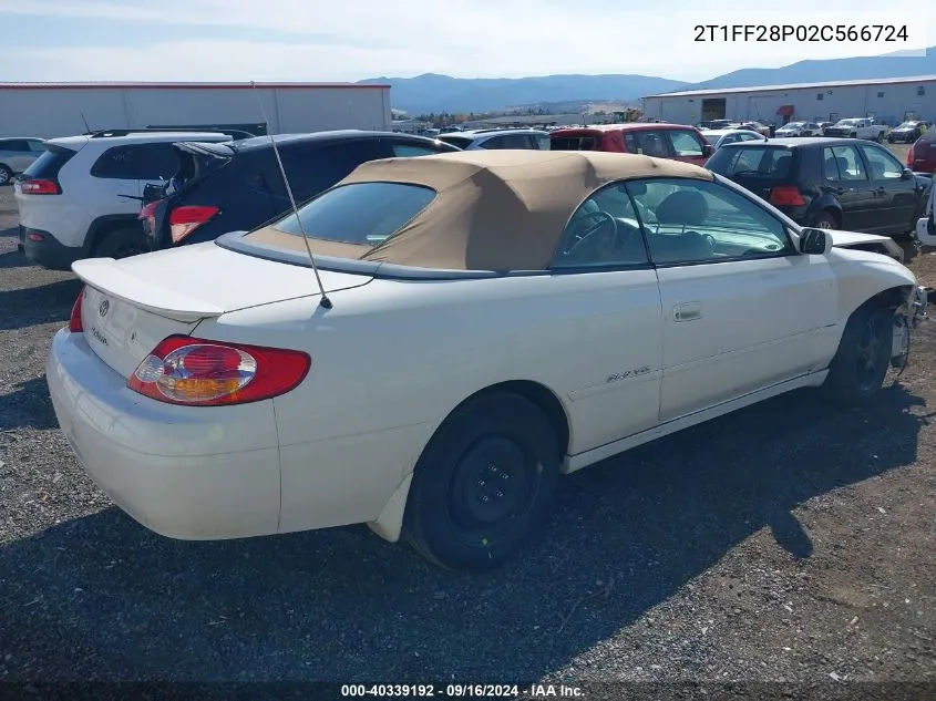 2T1FF28P02C566724 2002 Toyota Camry Solara Sle V6