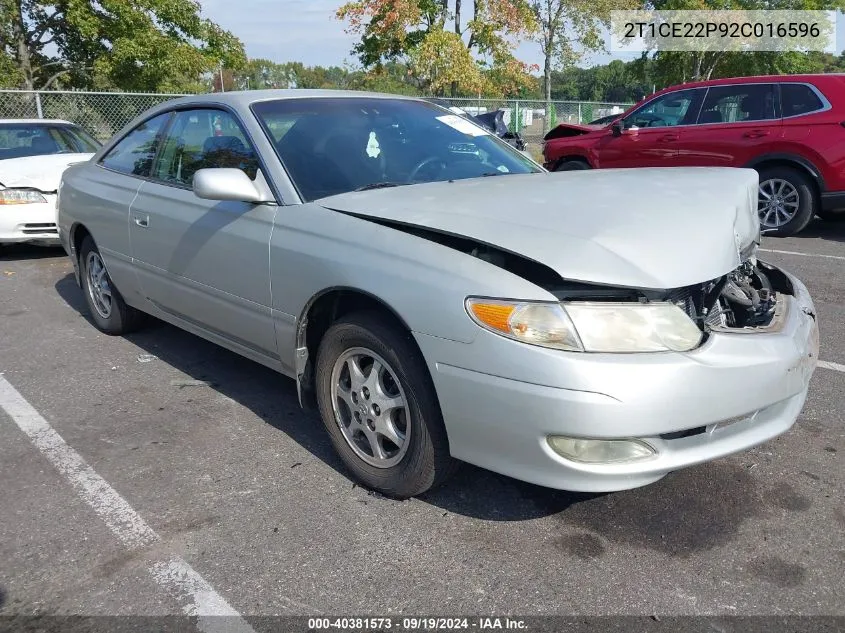 2002 Toyota Camry Solara Se VIN: 2T1CE22P92C016596 Lot: 40381573