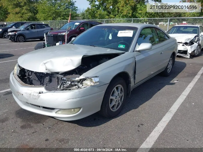 2002 Toyota Camry Solara Se VIN: 2T1CE22P92C016596 Lot: 40381573