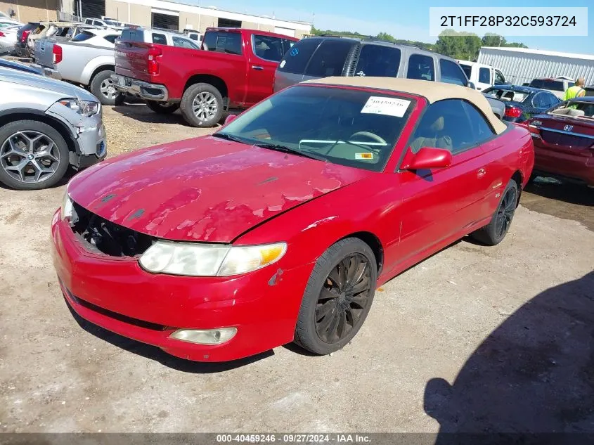 2002 Toyota Camry Solara Sle V6 VIN: 2T1FF28P32C593724 Lot: 40459246