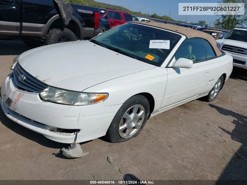 2002 Toyota Camry Solara Sle V6 VIN: 2T1FF28P92C601227 Lot: 40548016