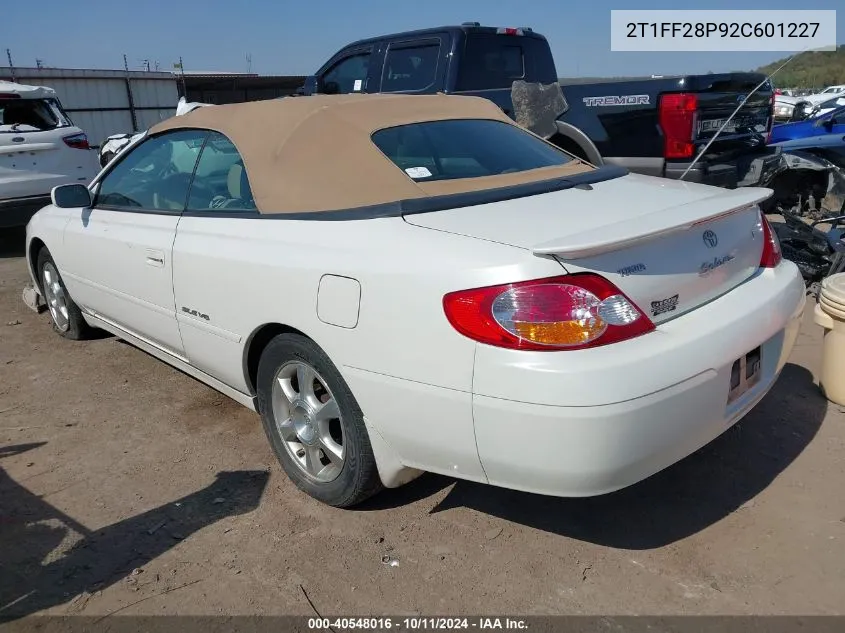 2002 Toyota Camry Solara Sle V6 VIN: 2T1FF28P92C601227 Lot: 40548016