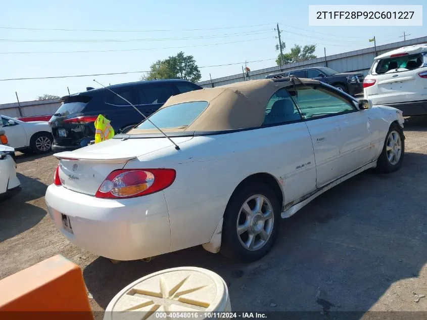 2002 Toyota Camry Solara Sle V6 VIN: 2T1FF28P92C601227 Lot: 40548016