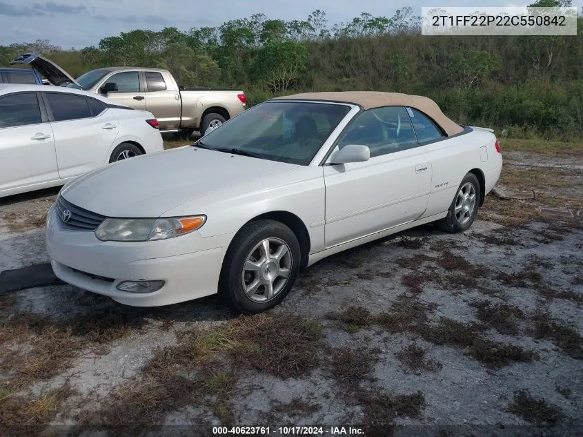 2002 Toyota Camry Solara Sle V6 VIN: 2T1FF22P22C550842 Lot: 40623761