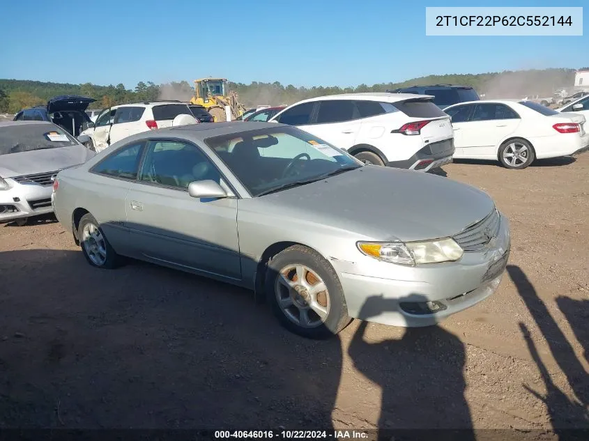 2002 Toyota Camry Solara Sle V6 VIN: 2T1CF22P62C552144 Lot: 40646016