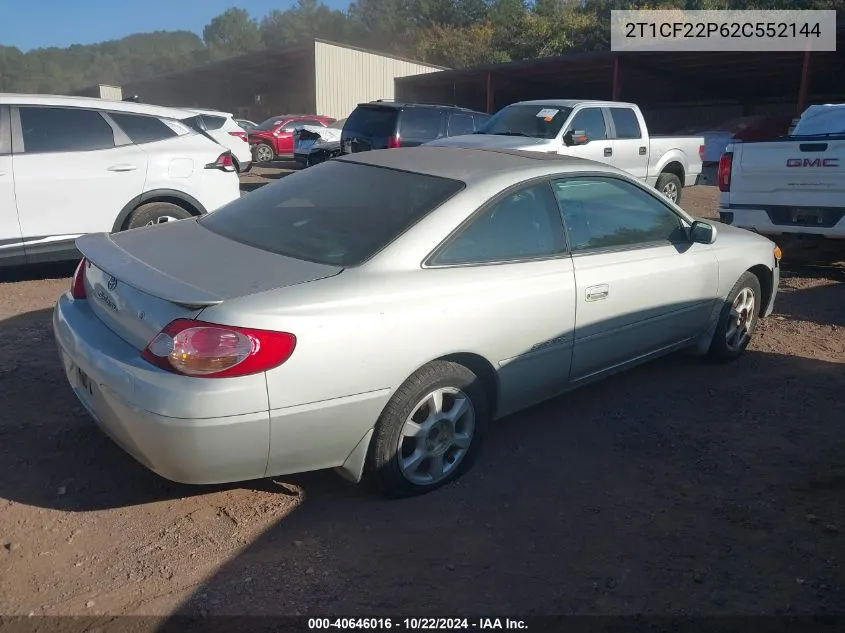 2002 Toyota Camry Solara Sle V6 VIN: 2T1CF22P62C552144 Lot: 40646016