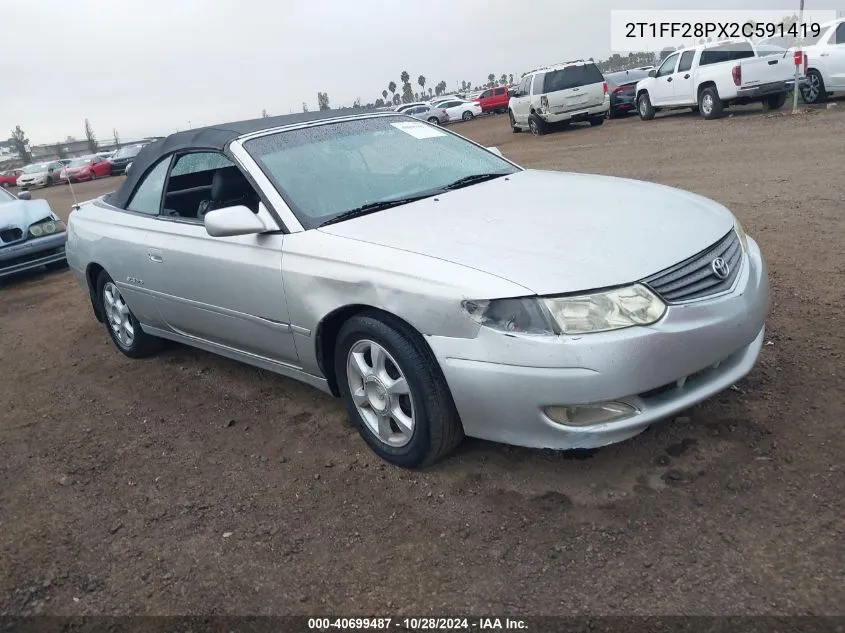 2002 Toyota Camry Solara Sle V6 VIN: 2T1FF28PX2C591419 Lot: 40699487