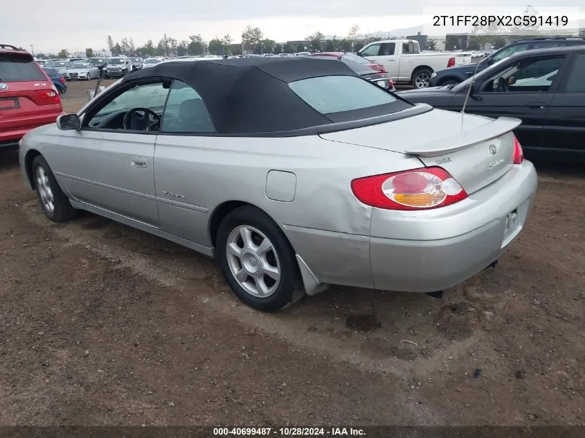 2002 Toyota Camry Solara Sle V6 VIN: 2T1FF28PX2C591419 Lot: 40699487