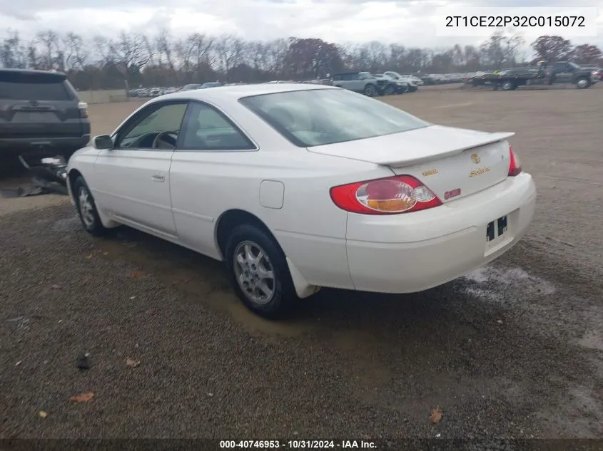 2002 Toyota Camry Solara Se VIN: 2T1CE22P32C015072 Lot: 40746953