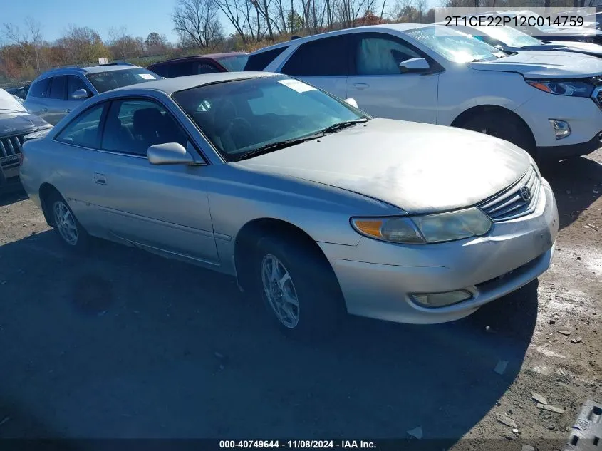 2002 Toyota Camry Solara Se VIN: 2T1CE22P12C014759 Lot: 40749644