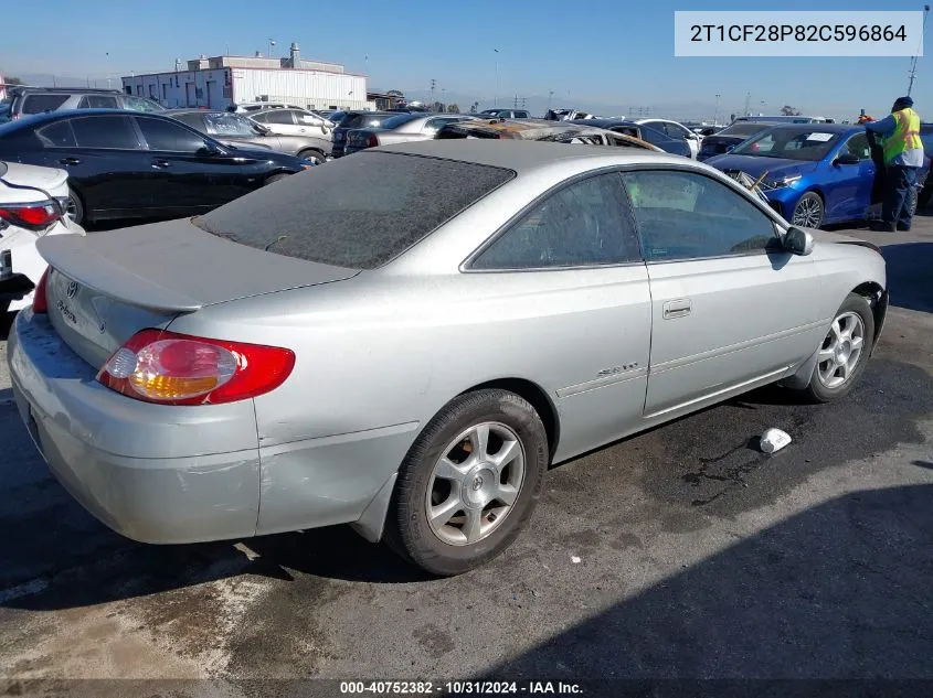 2002 Toyota Camry Solara Sle V6 VIN: 2T1CF28P82C596864 Lot: 40752382