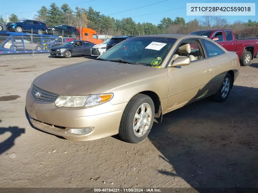 2002 Toyota Camry Solara Sle V6 VIN: 2T1CF28P42C559018 Lot: 40784221