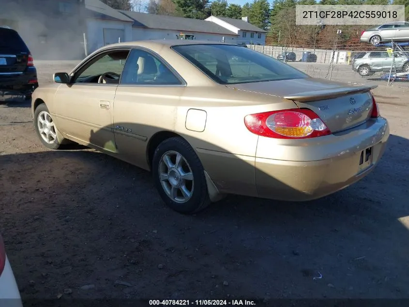 2002 Toyota Camry Solara Sle V6 VIN: 2T1CF28P42C559018 Lot: 40784221