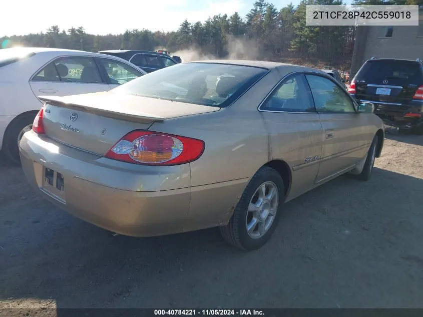 2002 Toyota Camry Solara Sle V6 VIN: 2T1CF28P42C559018 Lot: 40784221