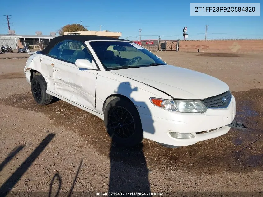 2002 Toyota Camry Solara Sle V6 VIN: 2T1FF28P92C584820 Lot: 40873240