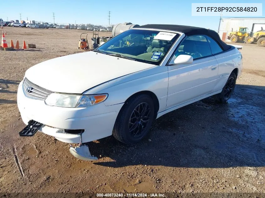 2002 Toyota Camry Solara Sle V6 VIN: 2T1FF28P92C584820 Lot: 40873240