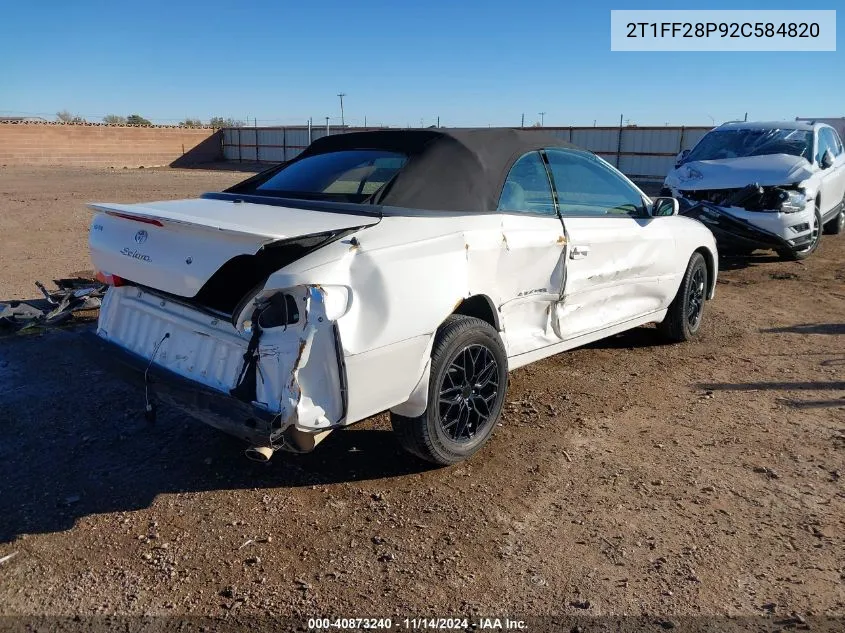 2002 Toyota Camry Solara Sle V6 VIN: 2T1FF28P92C584820 Lot: 40873240