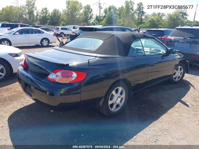 2003 Toyota Camry Solara VIN: 2T1FF28PX3C885677 Lot: 40267075