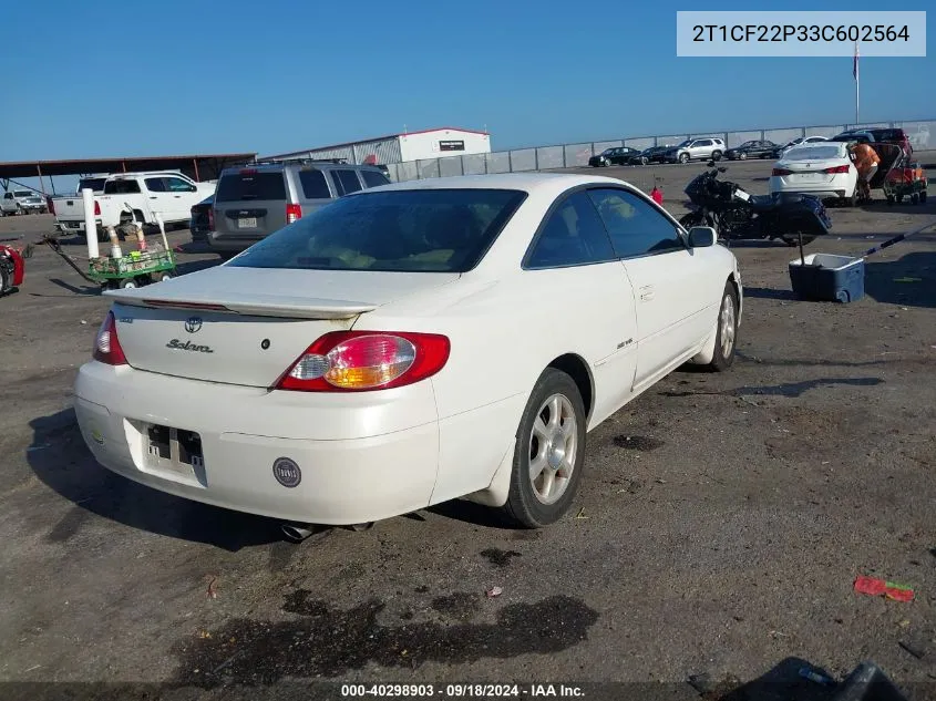 2003 Toyota Camry Solara Se V6 VIN: 2T1CF22P33C602564 Lot: 40298903