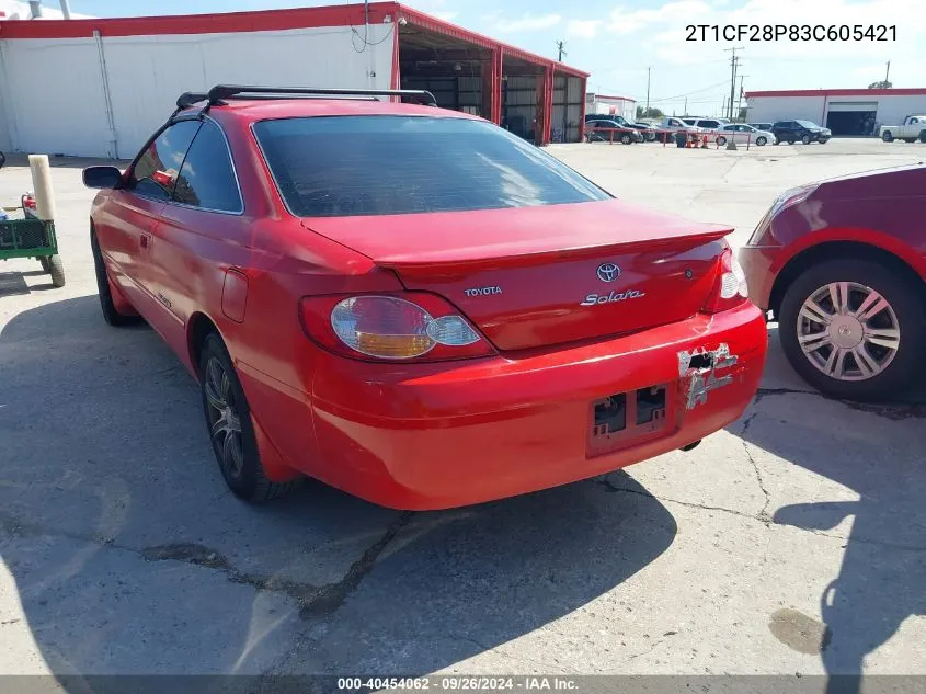 2003 Toyota Camry Solara Sle V6 VIN: 2T1CF28P83C605421 Lot: 40454062