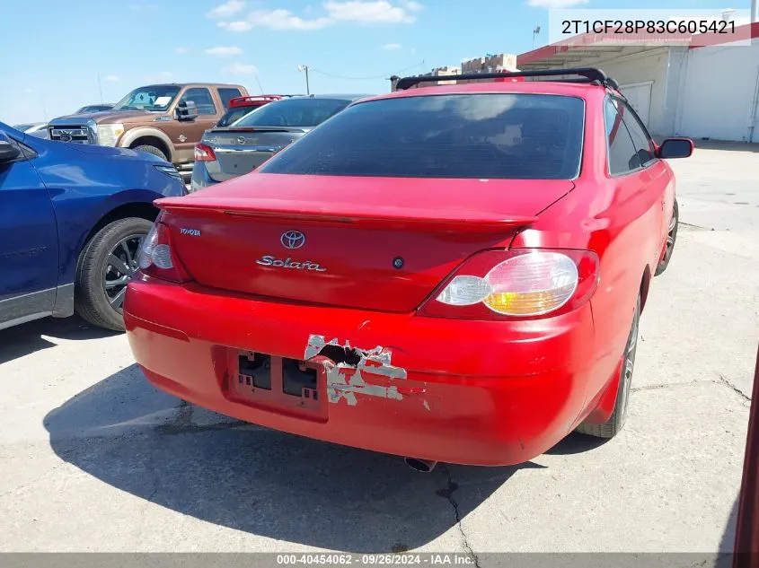 2003 Toyota Camry Solara Sle V6 VIN: 2T1CF28P83C605421 Lot: 40454062