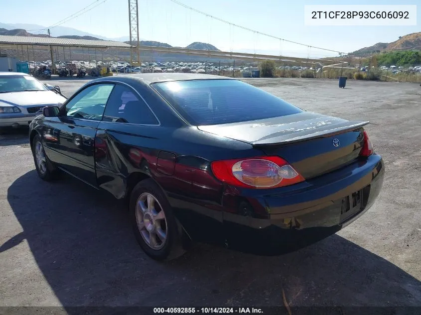 2003 Toyota Camry Solara Sle V6 VIN: 2T1CF28P93C606092 Lot: 40592855