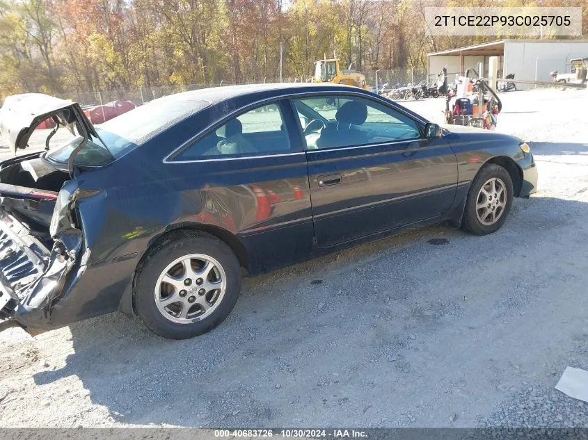 2003 Toyota Camry Solara Se VIN: 2T1CE22P93C025705 Lot: 40683726