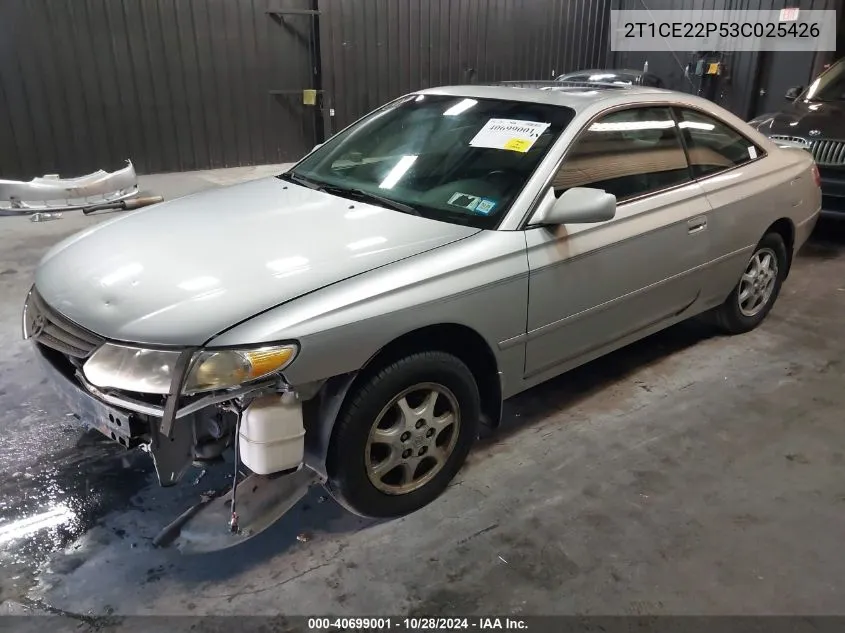 2003 Toyota Camry Solara Se VIN: 2T1CE22P53C025426 Lot: 40699001