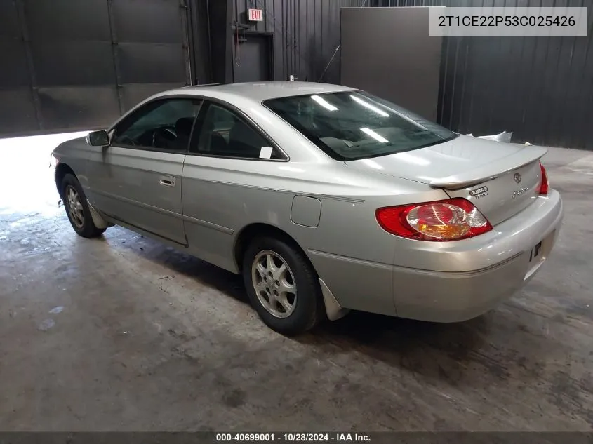 2003 Toyota Camry Solara Se VIN: 2T1CE22P53C025426 Lot: 40699001