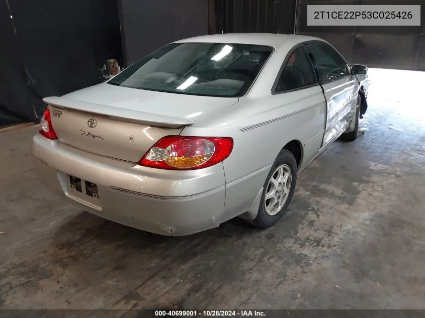 2003 Toyota Camry Solara Se VIN: 2T1CE22P53C025426 Lot: 40699001