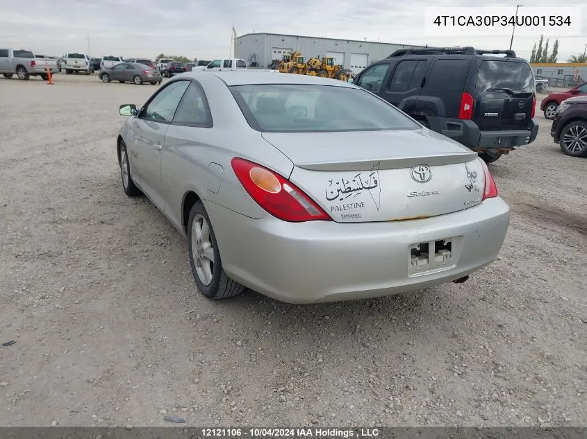 2004 Toyota Camry Solara Se/Sle VIN: 4T1CA30P34U001534 Lot: 12121106