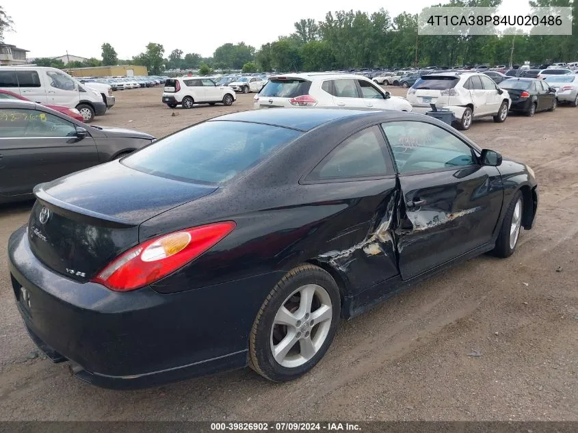 4T1CA38P84U020486 2004 Toyota Camry Solara Se Sport V6