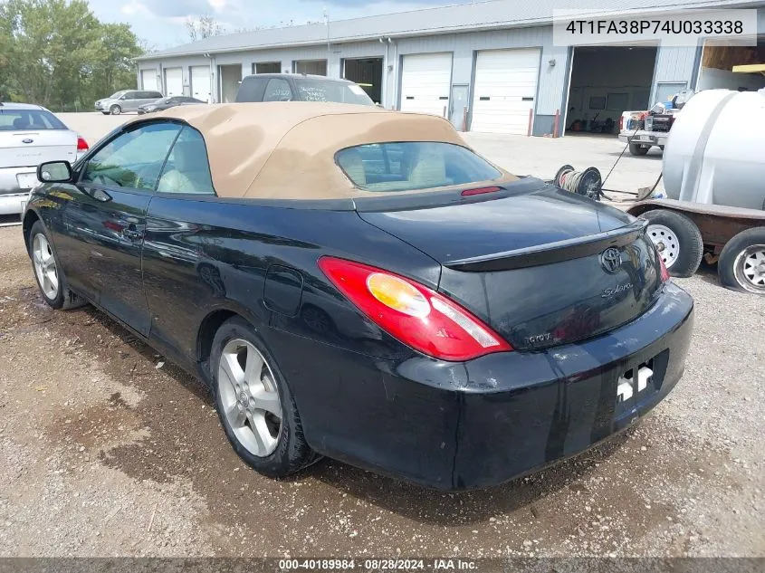 2004 Toyota Camry Solara Sle VIN: 4T1FA38P74U033338 Lot: 40189984