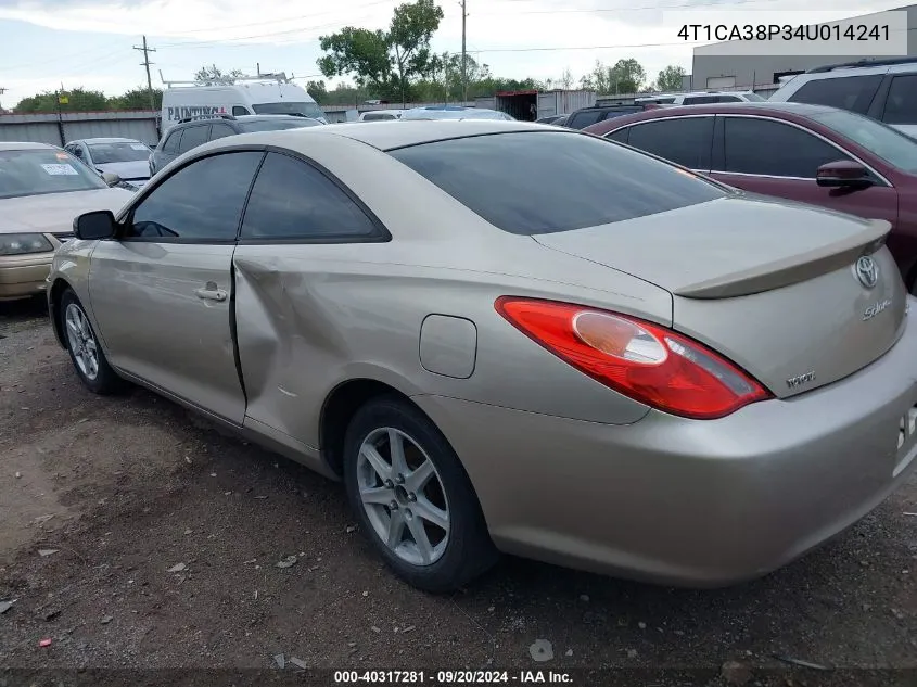 2004 Toyota Camry Solara Sle V6 VIN: 4T1CA38P34U014241 Lot: 40317281