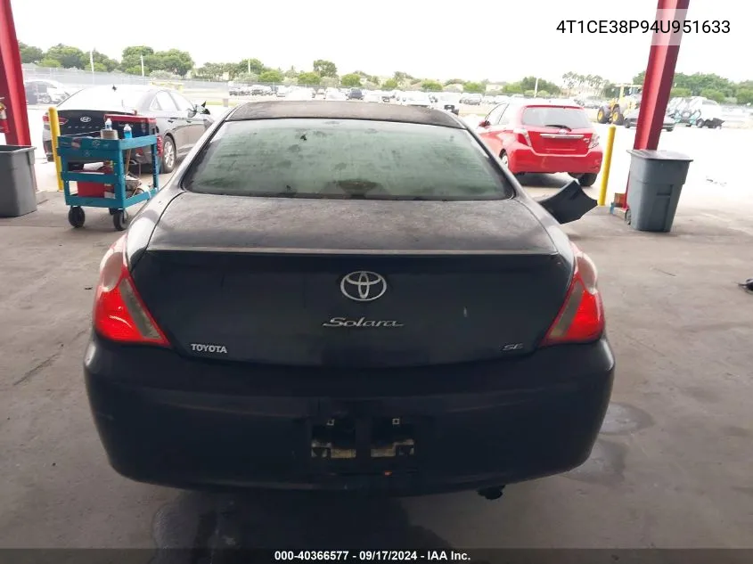 2004 Toyota Camry Solara Se/Sle VIN: 4T1CE38P94U951633 Lot: 40366577